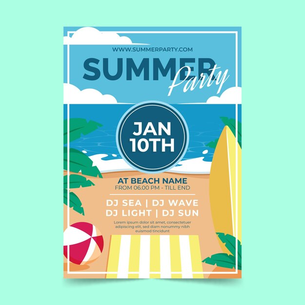Póster plantilla de fiesta de verano