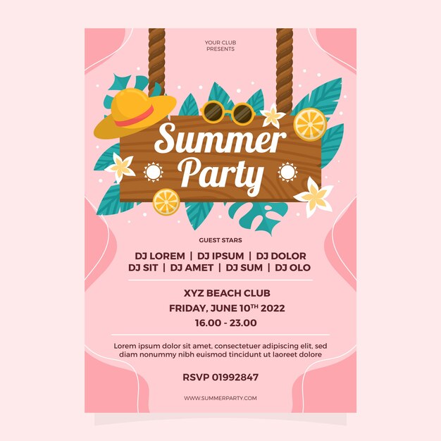 Póster plantilla de fiesta de verano