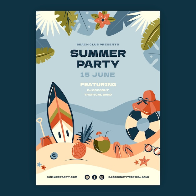 Póster plantilla de fiesta de verano