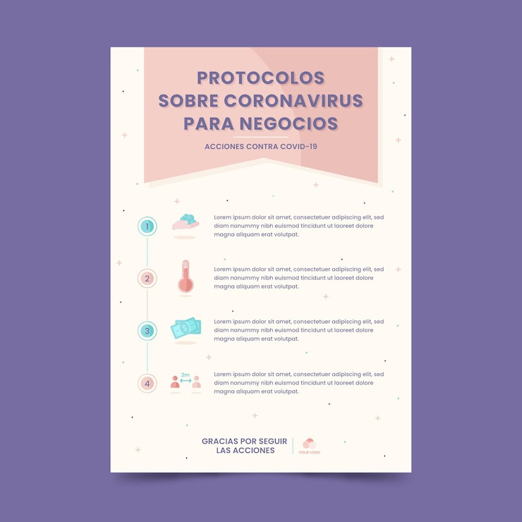 Vector gratuito póster de protocolos de coronavirus para empresas