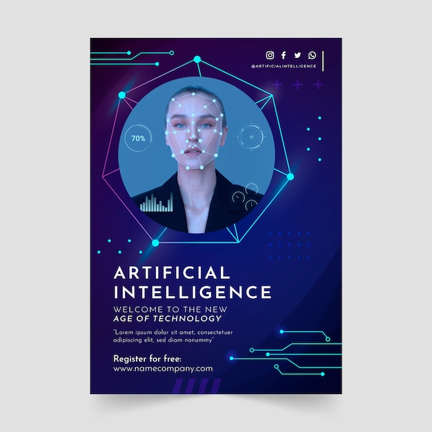 Póster de tecnología de inteligencia artificial.