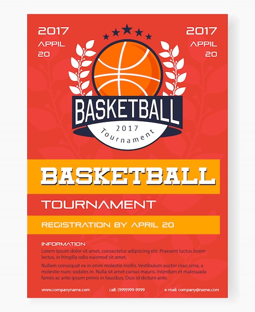 Vector gratuito póster del torneo de baloncesto