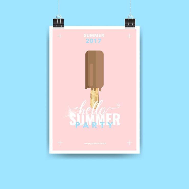 Póster de verano sobre fondo azul