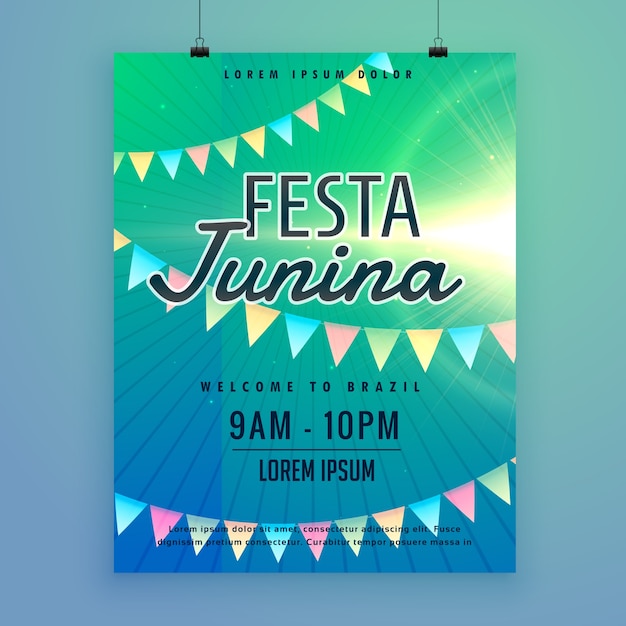 Póster verde y azul para festa junina