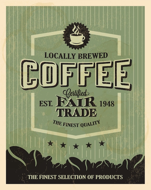 Vector gratuito póster verde del café