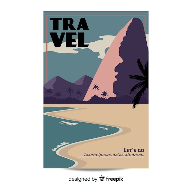 Vector gratuito póster viaje vintage diseño plano