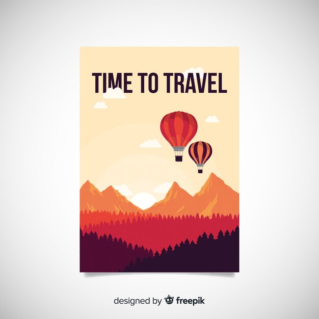 Póster vintage de viaje en diseño plano