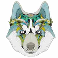 Vector gratuito póster con zenart estampado husky