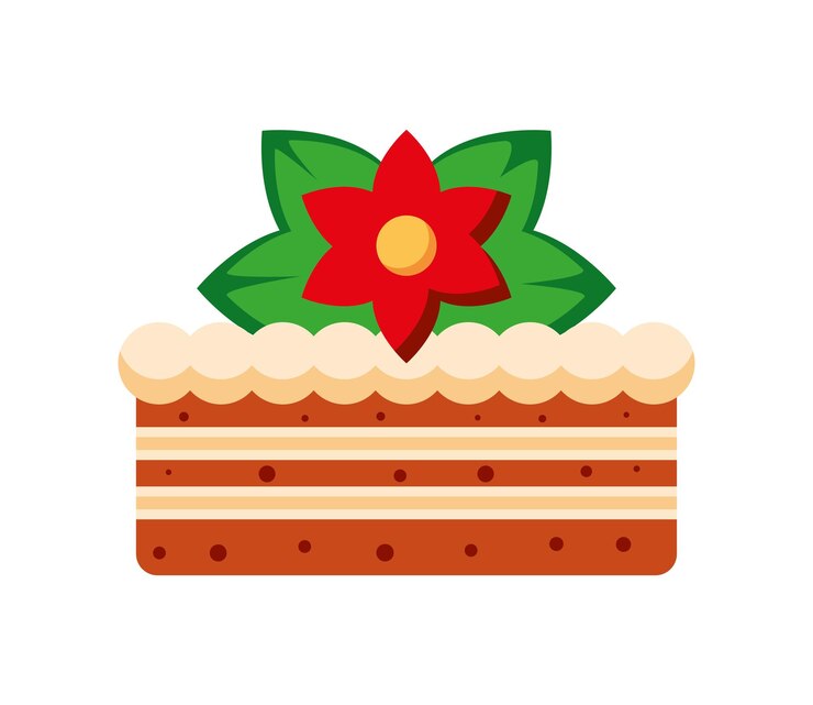 Vector gratuito postre de navidad con ilustración de flores aisladas