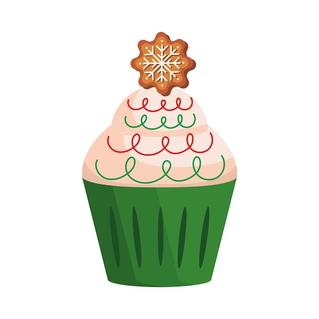 Vector gratuito postre navideño cupcake y galleta