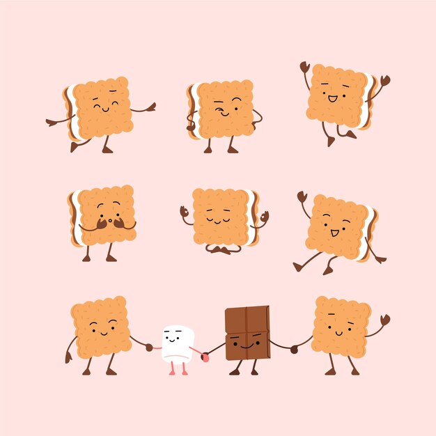 Postre plano de s'mores ilustrado