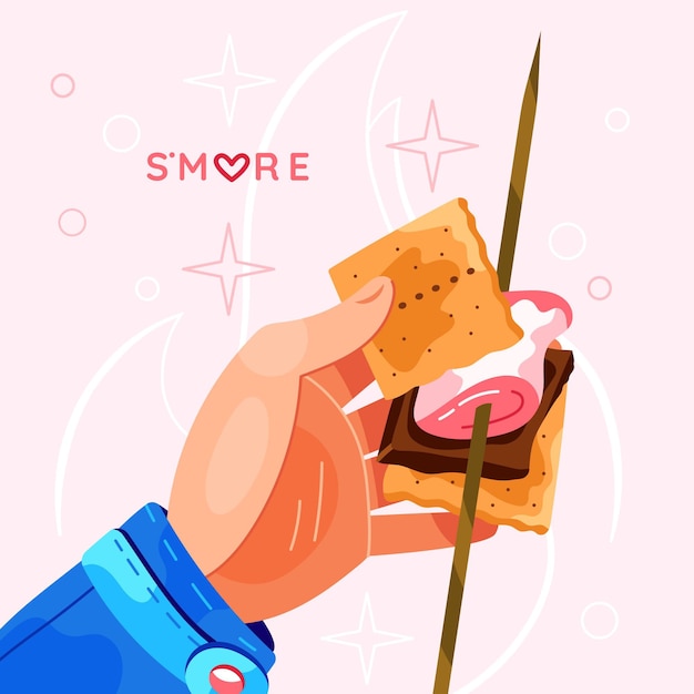 Postre s'mores dibujado ilustrado