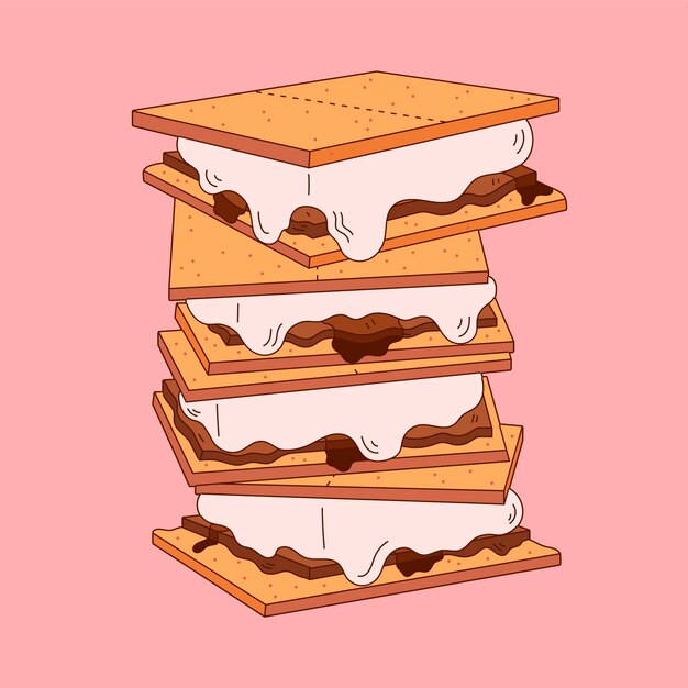 Postre s'mores dibujado ilustrado