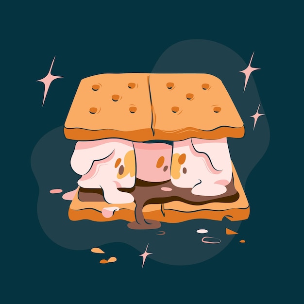 Vector gratuito postre s'mores dibujado a mano ilustrado