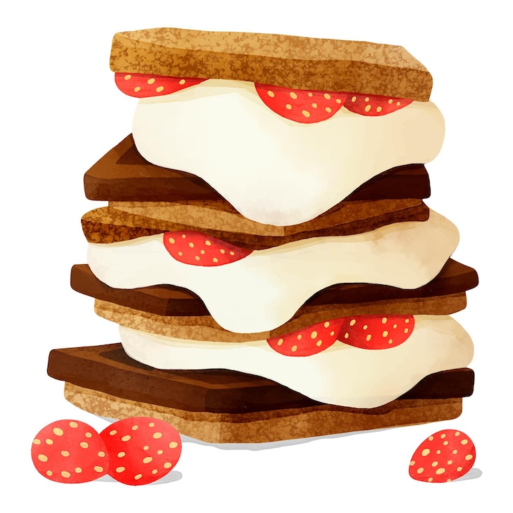 Vector gratuito postre s'mores pintado a mano ilustrado