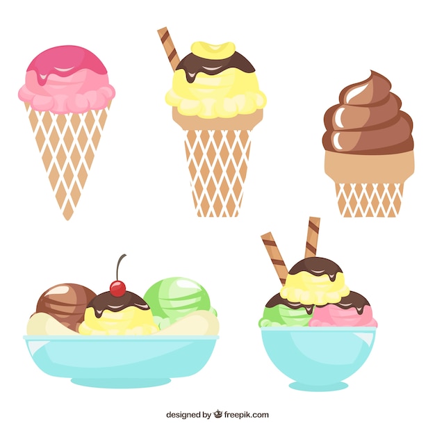 Vector gratuito postres y helados con galletas