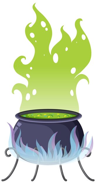 Pote de poción de bruja con humo verde