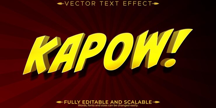 Vector gratuito pow efecto de texto editable estilo de texto de cómic y libro editable
