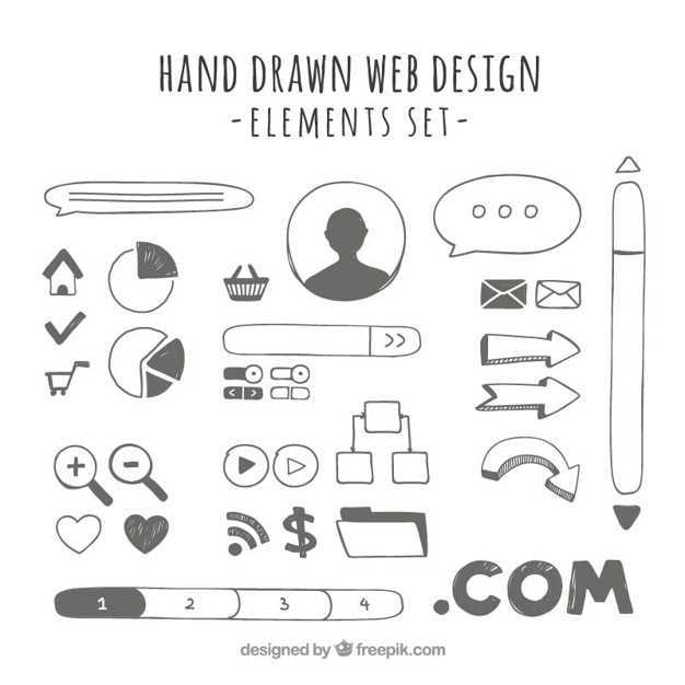 Prácticos elementos web dibujados a mano