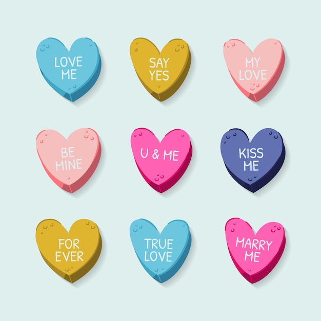 Preciosa colección de corazones de conversación