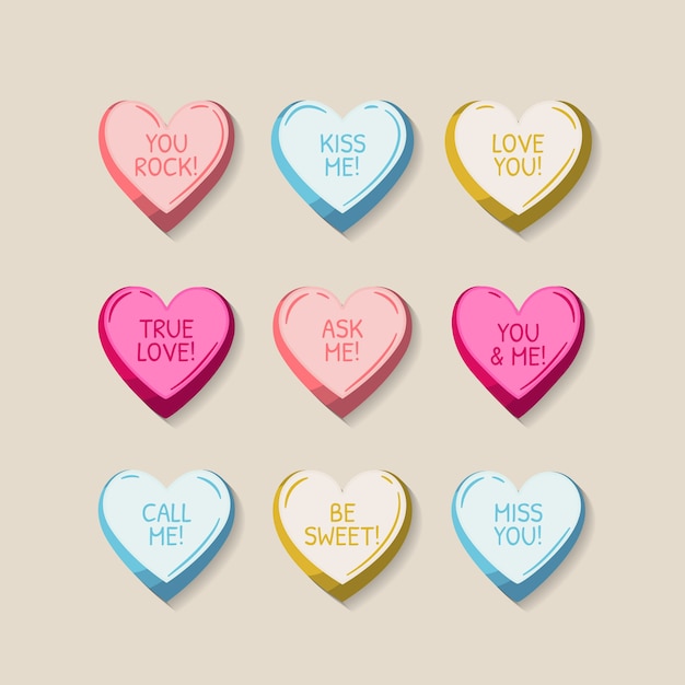 Preciosa colección de corazones de conversación