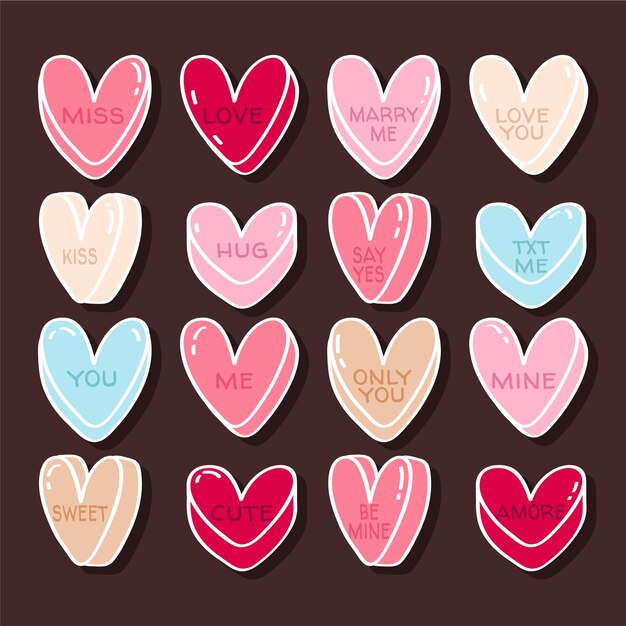 Preciosa colección de corazones de conversación