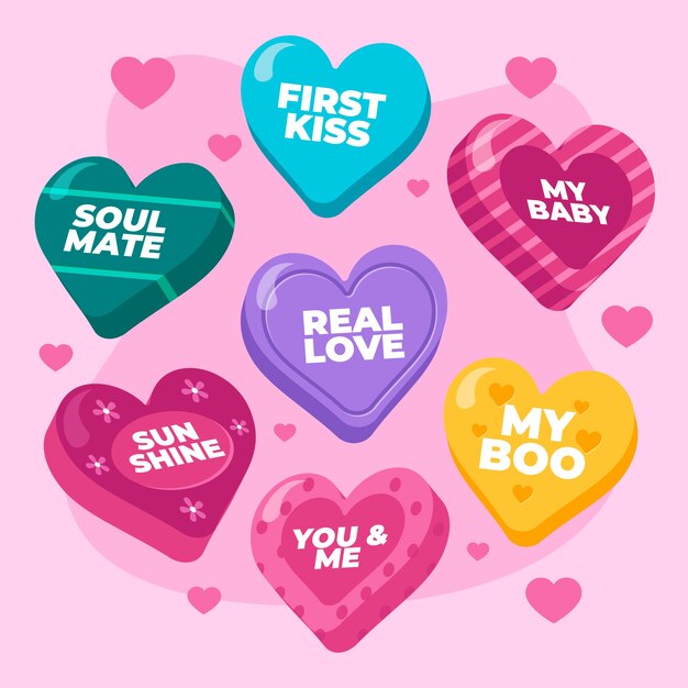 Preciosa colección de corazones de conversación
