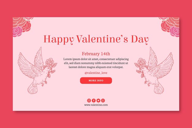 Vector gratuito precioso banner horizontal de san valentín