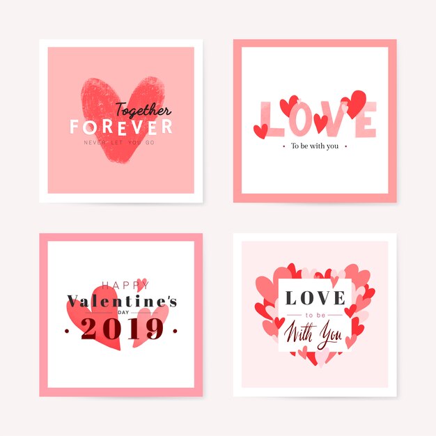 Precioso conjunto de tarjetas románticas