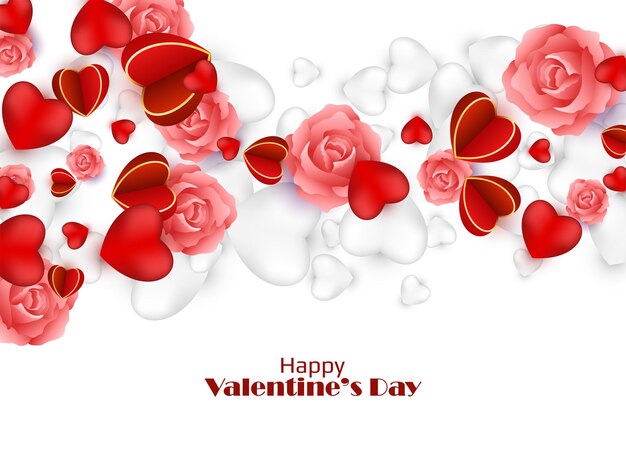 Precioso feliz día de San Valentín celebración corazones decorativos vector de fondo