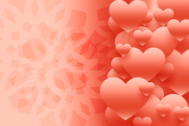 Vector gratuito precioso fondo de corazones 3d