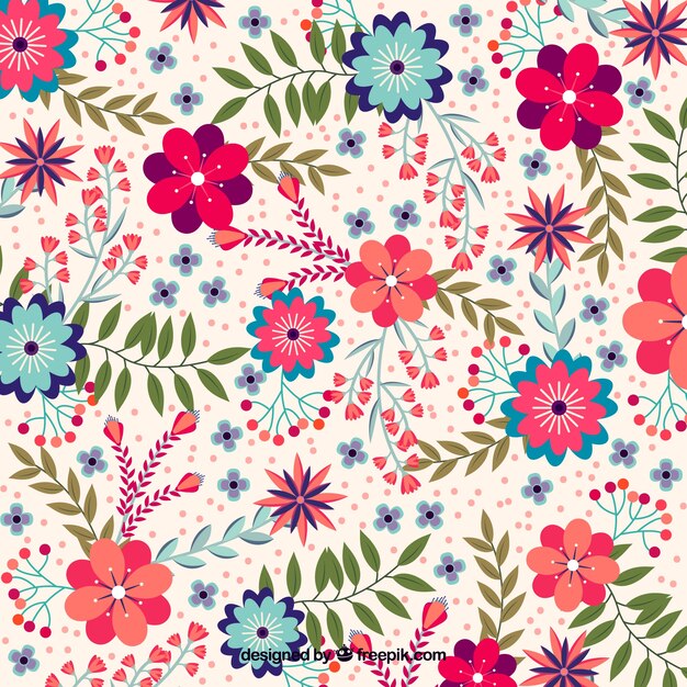 Precioso fondo floral con diseño plano