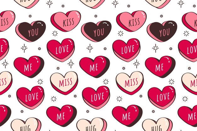 Precioso patrón de corazones de conversación