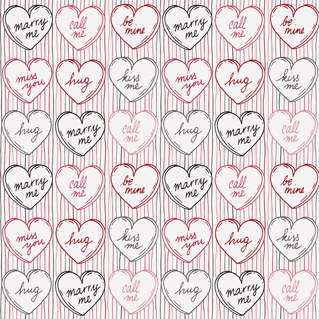 Precioso patrón de corazones de conversación