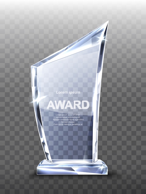 Premio trofeo de cristal en transparente