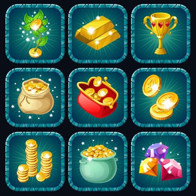 Premios de iconos para juegos de computadora.