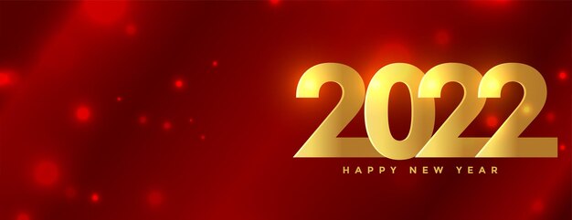 Premium 2022 feliz año nuevo texto dorado sobre fondo rojo brillante