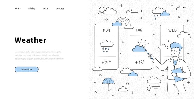 Presentador de la página de inicio del doodle del pronóstico del tiempo