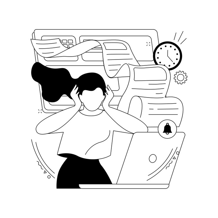 Vector gratuito presión de trabajo concepto abstracto ilustración vectorial manejo del estrés sobrecarga de trabajo ansiedad crónica salud física tensión emocional fecha límite presión empleado bienestar metáfora abstracta