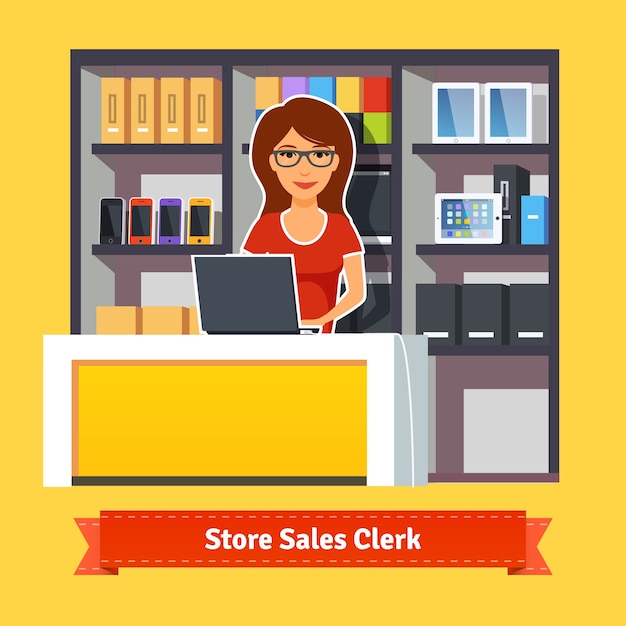 Vector gratuito pretty woman shop assistant