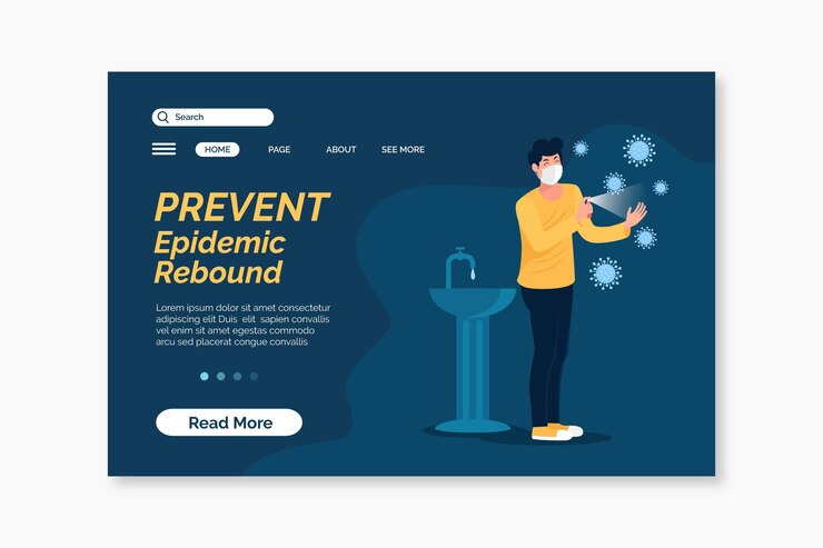 Vector gratuito prevenir plantilla de página de destino de rebote epidémico