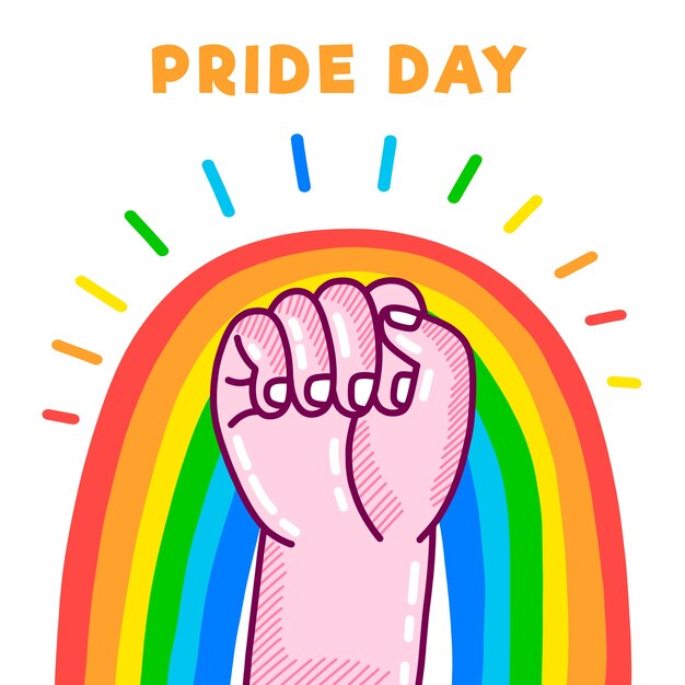 Pride day puño y arcoiris