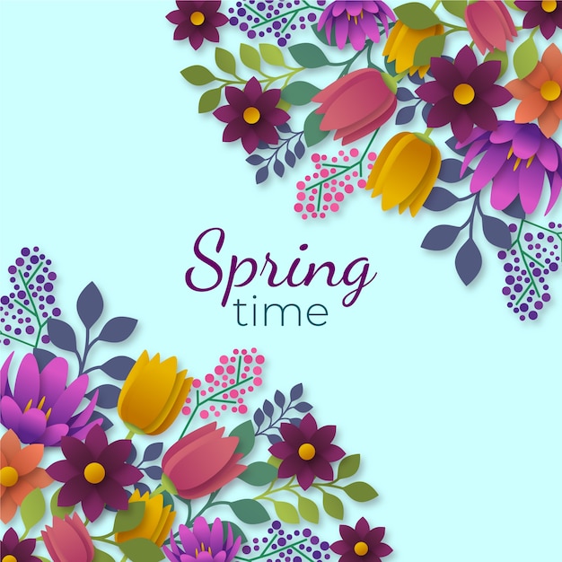 Vector gratuito primavera colorida en estilo de papel