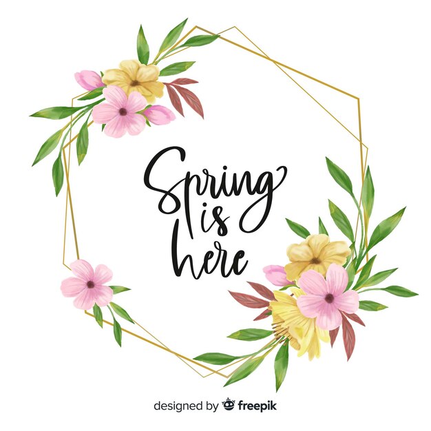 La primavera está aquí cita marco floral