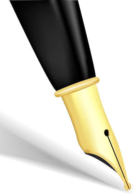 Primer plano de una punta de oro de una pluma estilográfica