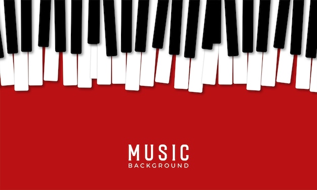 Vector gratuito primer plano de las teclas del piano sobre un fondo rojo el concepto de instrumentos musicales