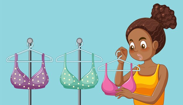 Primera experiencia de compra de sostén de niña adolescente afroamericana