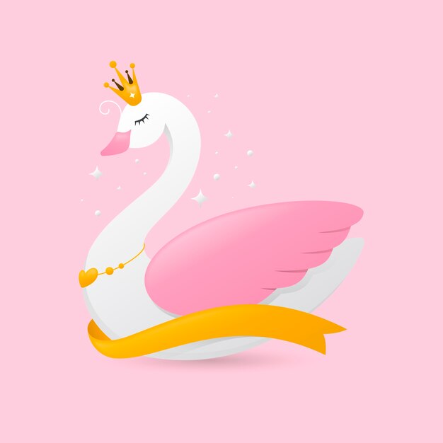 Princesa cisne con corona y cinta