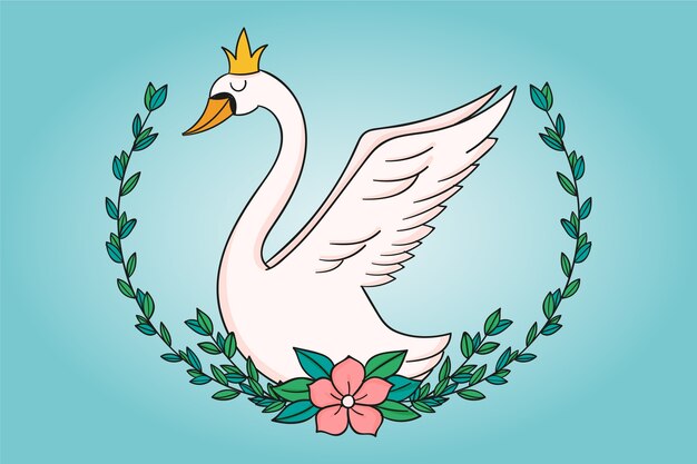 Princesa cisne con corona y flor