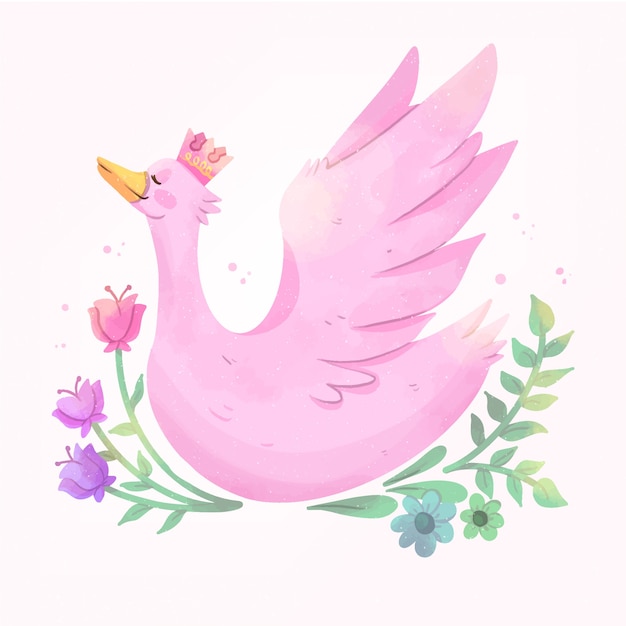 Vector gratuito princesa cisne rosa con corona